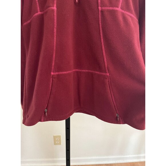 EUC Athleta Womens Embroidered Hoodie Fleece Jacket Burgundy Red - Picture 4 of 7